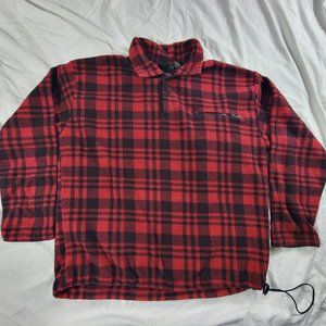 Coleman Mens Medium Red Plaid Fleece Pullover Sweater Camping Outdoors Warm